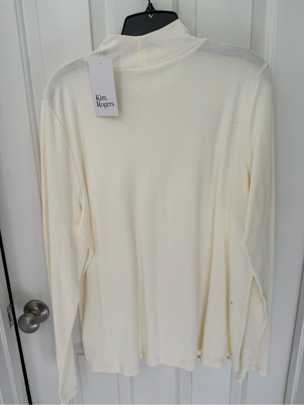 Kim Rogers Cream Mock Neck Long-Sleeve Sweater